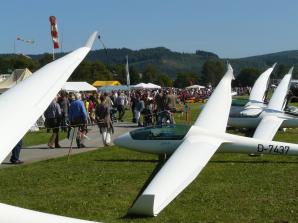 Segelflugzeuge auf dem Festgelände
