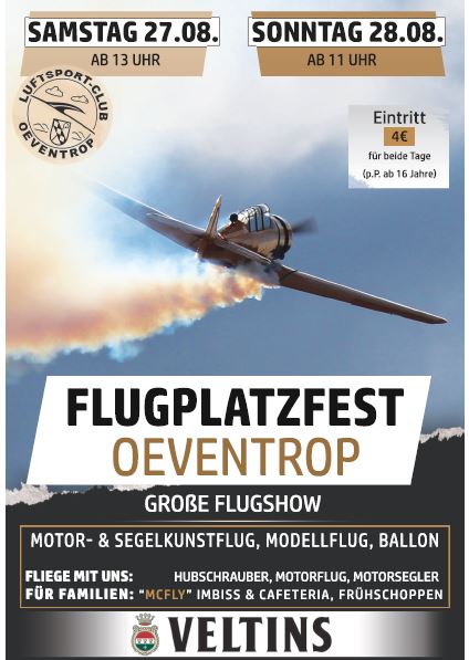 Plakat: Einladung Flugplatzfest 27. u. 28. August